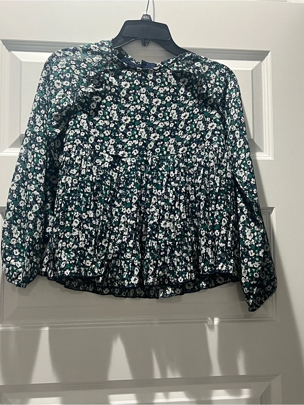 Mayoral Girls' Navy Floral Ruffle Long-Sleeve Top